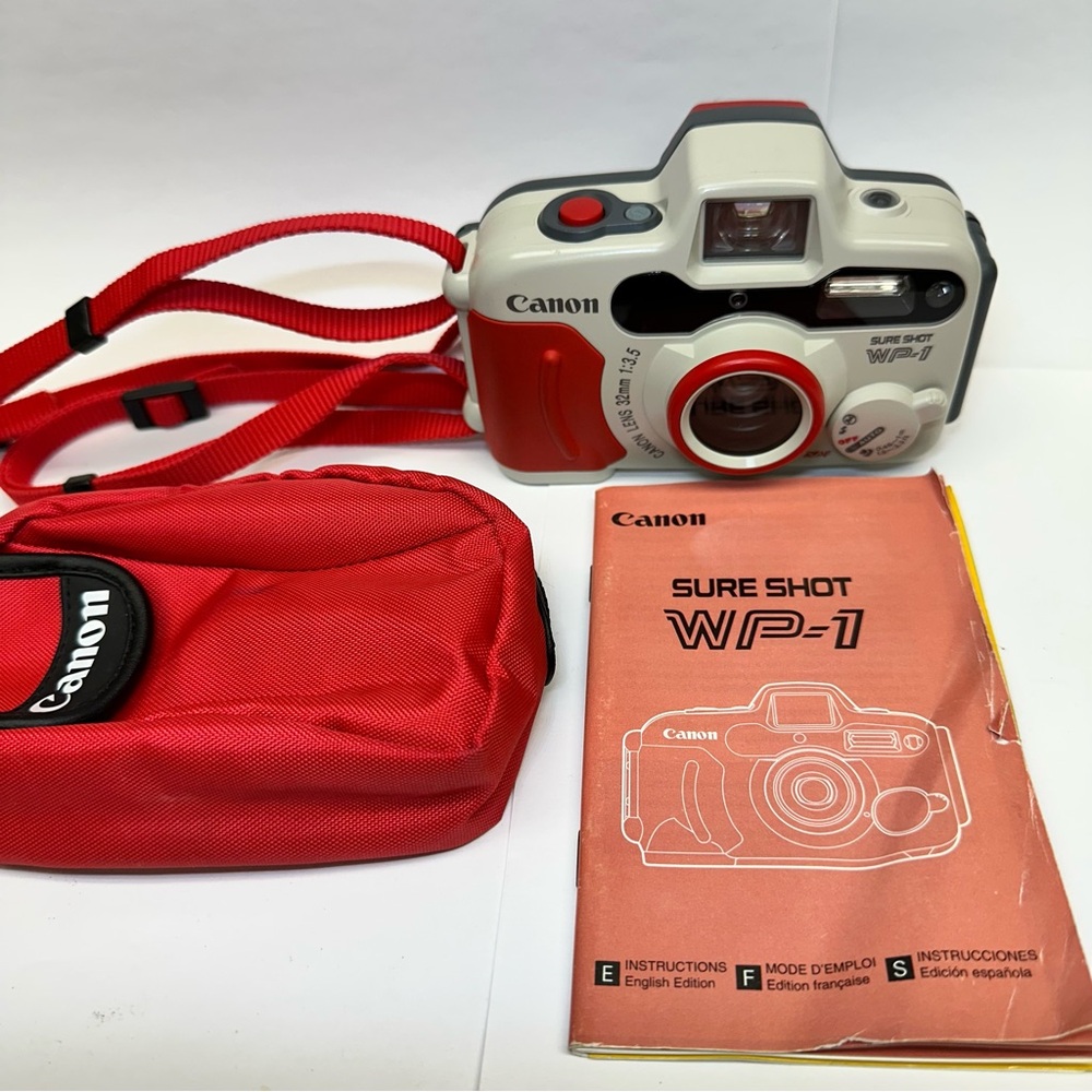Canon Sure Shot WP-1 Waterproof 35mm Film Camera - Red & White